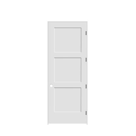 Trimlite 24"x96"x13/8" Primed 3Panel Equal Panel Interior Shaker 69/16" LH Prehung Door Black Hinges 2080pri8433LH1D6916